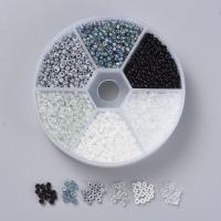 DIY Jewelry Finding Kit, Glass Beads, with Plastic Box mixed colors 