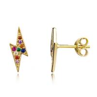 Cubic Zirconia Micro Pave Brass Earring, Lightning Symbol, plated, micro pave cubic zirconia & for woman 12mm 