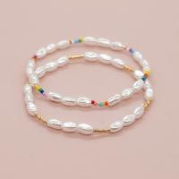 Pulseras de perlas plásticas, con Seedbead & Arcilla polimero, para mujer, más colores para la opción, longitud:aproximado 20 cm, Vendido por UD