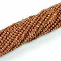 Goldstein Perlen, Goldsand, rund, DIY, braun, 3mm, Länge:ca. 380 Millimeter, verkauft von Strang