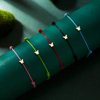 Laine cordon Bracelet, laiton, avec Fil de coton, papillon, fait à la main, bijoux de mode & unisexe, plus de couleurs à choisir Environ 18-34 cm, Vendu par PC