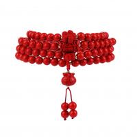 Fashion Cinnabar Bracelet, with Brass, polished, fashion jewelry & multilayer & for woman, 6mm, Approx 