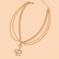Fashion Multi Layer Necklace, Zinc Alloy, with 2.8inch extender chain, Snake, gold color plated, three layers & fashion jewelry & for woman, golden Approx 14.8 Inch 