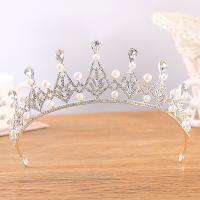Bridal Tiaras, Zinc Alloy, with Plastic Pearl, silver color plated, fashion jewelry & for woman & with rhinestone, silver color, Inner Approx 150mm 