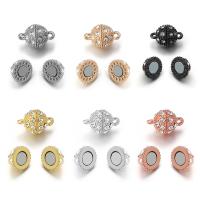 Zinc Alloy Magnetic Clasp, Round, plated, DIY & with rhinestone 