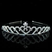 Bridal Tiaras, Brass, Heart, silver color plated, for woman & with rhinestone, 35mm, Inner Approx 110mm 