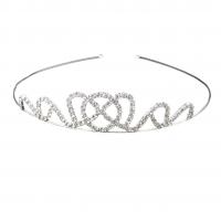 Bridal Tiaras, Brass, silver color plated, for woman & with rhinestone, 20mm, Inner Approx 