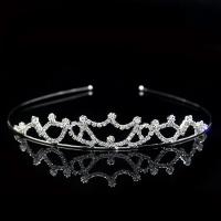 Bridal Tiaras, Brass, silver color plated, for woman & with rhinestone, 20mm, Inner Approx 