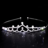 Bridal Tiaras, Brass, silver color plated, for woman & with rhinestone, 35mm, Inner Approx 
