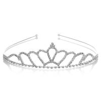 Bridal Tiaras, Brass, with Plastic Pearl, silver color plated, for woman & with rhinestone Inner Approx 120mm 