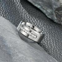Cubic Zirconia anillo de dedo de acero inoxidable, Acero inoxidable 201, pulido, diverso tamaño para la opción & micro arcilla de zirconia cúbica & para hombre, plateado, 8mm, Vendido por UD