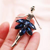 Crystal Brooch, Zinc Alloy, with Crystal, Girl, plated, for woman, gold 