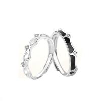 Couple Finger Rings, 925 Sterling Silver & micro pave cubic zirconia & for couple & enamel, US Ring [
