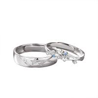 Couple Finger Rings, 925 Sterling Silver, platinum plated & micro pave cubic zirconia & for couple 