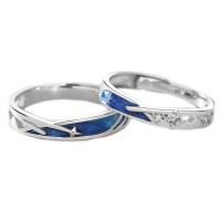 Couple Finger Rings, 925 Sterling Silver & micro pave cubic zirconia & for couple & enamel, US Ring 