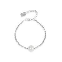 Sterling Silver Bracelets, 925 Sterling Silver, with Glass Pearl, with 2inch extender chain, fashion jewelry & for woman Approx 5.9 Inch 
