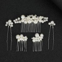 Iron Hair Jewelry Set, with Plastic Pearl, fashion jewelry & for woman 55*80mm,75*15mm [