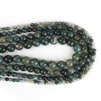 Perles en pierre d'agate mousse naturelle, Rond, DIY & normes différentes pour le choix Environ 38 cm, Vendu par brin