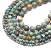 Naturelles perles Turquoise africaines, Rond, DIY & normes différentes pour le choix, vert Environ 1mm Environ 38 cm, Vendu par brin[