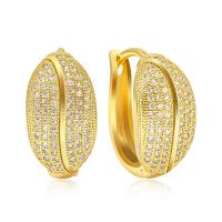 Cubic Zirconia Micro Pave Brass Earring, real gold plated, micro pave cubic zirconia & for woman 
