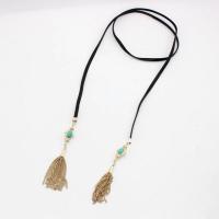 Zinc Alloy Necklace, with leather cord & turquoise, fashion jewelry & for woman Approx 34.64 Inch 