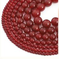 Natürlich rote Achat Perlen, Roter Achat, rund, DIY & verschiedene Größen vorhanden, dunkelrot, Länge:ca. 38 cm, verkauft von Strang