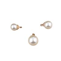 Plastic Zinc Alloy Pendants, Plastic Pearl, with Zinc Alloy, Round, gold color plated, DIY white, Approx 