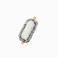 pearl Connector, with Crystal & Zinc Alloy, gold color plated, DIY & 1/1 loop, 30-35x10-12mm 