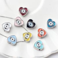 Zink Legierung Evil Eye Perlen, Zinklegierung, Herz, plattiert, DIY & Emaille, keine, 11x11mm, ca. 100PCs/Tasche, verkauft von Tasche