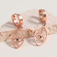 Evil Eye Earrings, 304 Stainless Steel, plated, fashion jewelry & for woman, rose gold color 