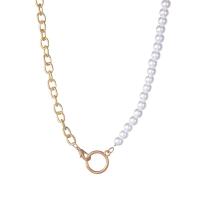 Plastic Pearl Necklace, Zinc Alloy, with Plastic Pearl, plated, for woman, golden 