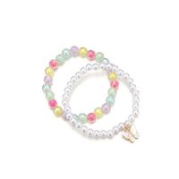 Acrylic Zinc Alloy Bracelets, with White Shell & Plastic Pearl & Acrylic, handmade, 2 pieces & for woman, multi-colored Approx 19 cm 