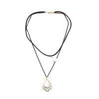 Gemstone Necklaces, Zinc Alloy, with Howlite & leather cord, Double Layer & fashion jewelry & for woman Approx 14.56 Inch, Approx 16.92 Inch 
