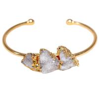 Agate Bangle, Zinc Alloy, with Ice Quartz Agate, gold color plated, fashion jewelry & for woman, 28- Inner Approx 55mm 