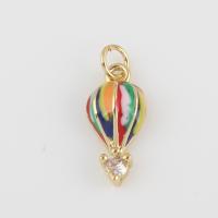 Cubic Zirconia Brass Pendants, with Cubic Zirconia, gold color plated, DIY & enamel, mixed colors 