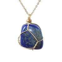 Gemstone Brass Pendants, Natural Stone, with Brass, Nuggets, gold color plated, DIY 15-25mm 