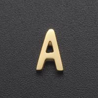 Edelstahl Perlen, 304 Edelstahl, Alphabet-Buchstabe, Vakuum-Ionen-Beschichtung, Buchstaben sind von A bis Z & DIY, goldfarben, 5x8x2.9mm, Bohrung:ca. 1.8mm, ca. 10PCs/Tasche, verkauft von Tasche