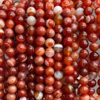 Natural Lace Agate Beads, Round, polished red, 36-38cm 
