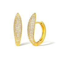 Cubic Zirconia Micro Pave Brass Earring, real gold plated & micro pave cubic zirconia & for woman, golden 