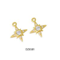 Cubic Zirconia Micro Pave Brass Pendant, real gold plated & micro pave cubic zirconia & for woman, golden 