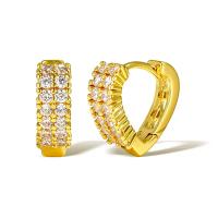Cubic Zirconia Micro Pave Brass Earring, Heart, real gold plated, micro pave cubic zirconia & for woman, gold 