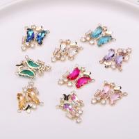 Crystal Brass Pendants, with Crystal, Butterfly, plated, DIY & with rhinestone & double-hole [