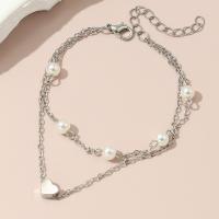 Iron Anklet, with Plastic Pearl, fashion jewelry & for woman 
