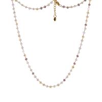Collier de cristal naturel, avec Acier titane, avec 5cm chaînes de rallonge, fait à la main, bijoux de mode & pour femme, multicolore cm, Vendu par brin