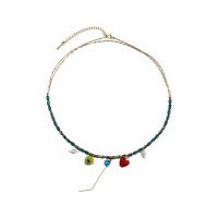 Quartz Necklace, Titanium Steel, with Freshwater Pearl & Lampwork & Quartz, with 5cm extender chain, fashion jewelry & for woman, Random Color cm [