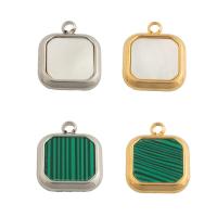 Stainless Steel Pendants, 304 Stainless Steel, with Synthetic Malachite & Shell, Vacuum Ion Plating, fashion jewelry & Unisex Approx 2mm 