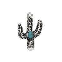 Turquoise Zinc Alloy Pendants, with turquoise, Opuntia Stricta, antique silver color plated, DIY Approx [