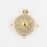 Cubic Zirconia Brass Pendants, with Cubic Zirconia, gold color plated, DIY 