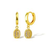 Cubic Zirconia Micro Pave Brass Earring, Durian, real gold plated, micro pave cubic zirconia & for woman, golden 