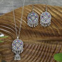 Rhinestone Zinc Alloy Jewelry Set, earring & necklace, fashion jewelry & with rhinestone 